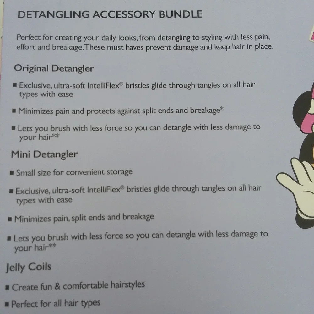 Wet Brush Disney Junior Minnie Mouse Detangling Accessory Bundle Limited Edition
